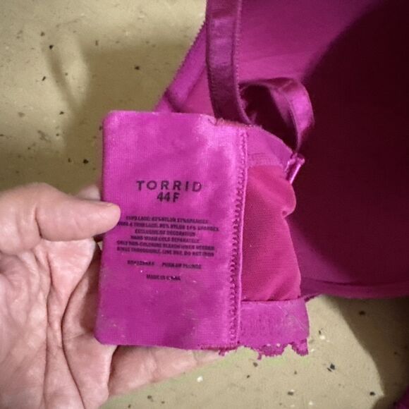 Torrid 44F  Pink Lace Molded Cup Push Up Bra - Picture 4 of 6